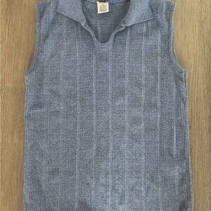 GAP Sleeveless Ribbed Polo Tank - Dusty Blue